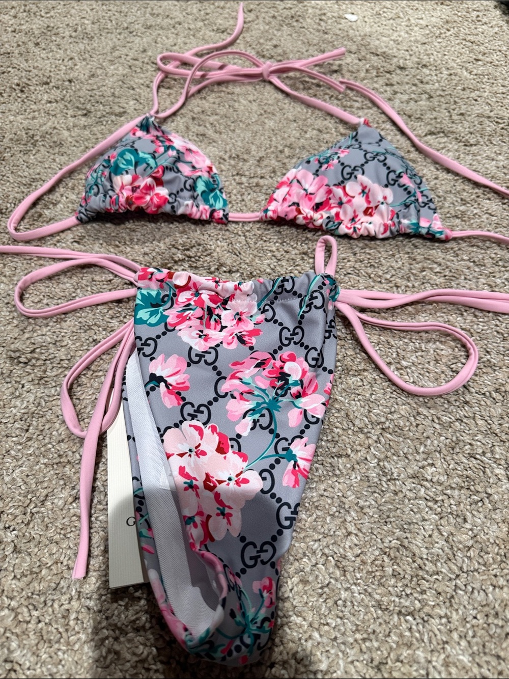 Kids Floral Pink Tie-Side Bikini Set